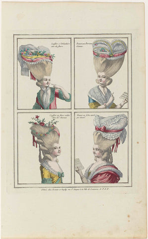 Gallerie des Modes et Costumes Francais, 1778, E 30 : Coeffure a l Irlandois (...), anonymous, 1778 Canvas Print