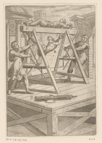 Torture: double stretching, Antonio Tempesta, 1565 - 1630 Canvas Print