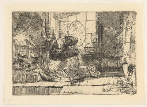 The Virgin and Child with the cat and the snake, Rembrandt van Rijn, 1850 - 1906 Canvas Print