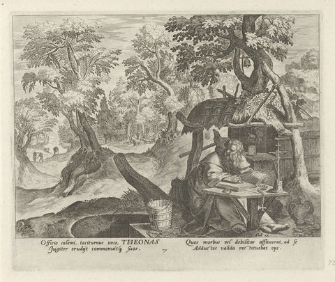 Theonas as hermit, Johann Sadeler (I), 1583 - 1588 Canvas Print