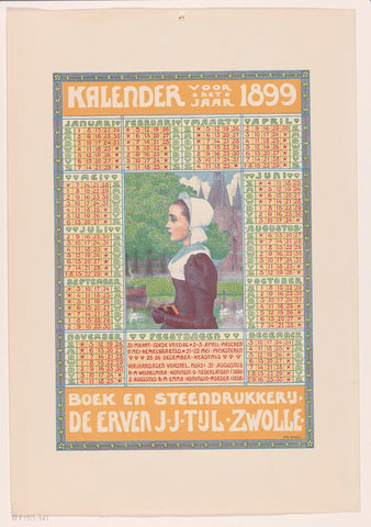 Calendar for the year 1899, Johan Henri Gustaaf Cohen Gosschalk, in or before 1899 Canvas Print