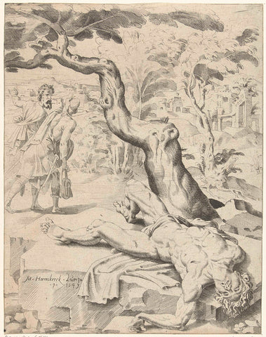 Robbers leave the traveller half-dead, Dirck Volckertsz. Coornhert, 1549 Canvas Print