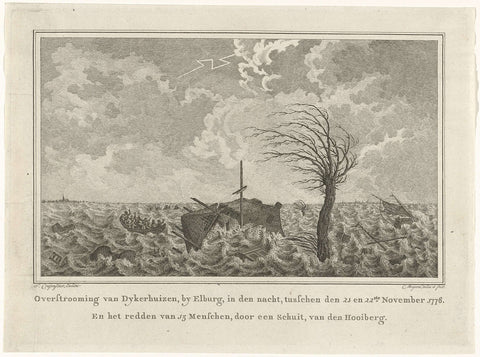 Flood near Elburg, 1776, Cornelis Bogerts, 1776 Canvas Print