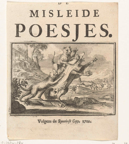 Title page for the pamphlet: De Misleide Poesjes, 1702, Romeyn de Hooghe, 1702 Canvas Print