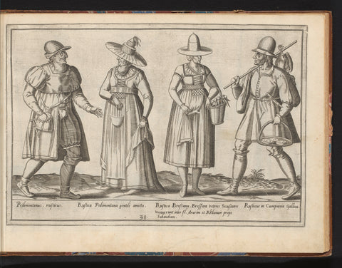 Four Countrymen, Dressed in the Italian Fashion of ca. 1580, Abraham de Bruyn, in or before 1581 Canvas Print