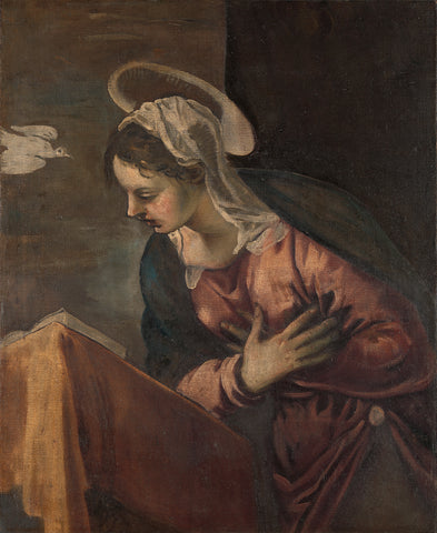 Virgin from the Annunciation to the Virgin, Jacopo Tintoretto, 1560 - 1585 Canvas Print