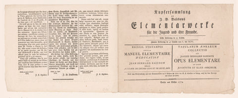 Titelpagina voor: Johann Bernhard Basedow, Kupfersammlung zu J.B. Basedows Elementarwerk für die Jugend und ihre Freunde, 1774, anonymous, 1774 Canvas Print