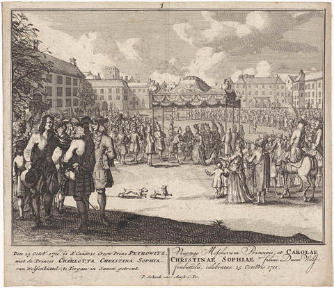 Marriage between Princess Charlotte von Brunswick-Wolfenbüttel and Prince Alexis Petrowitz, Pieter Schenk (II) (possibly), 1720 - 1727 Canvas Print