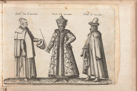 Three men, dressed according to Russian fashion of c. 1580, Bartolomeo Grassi, in or before 1585 Canvas Print