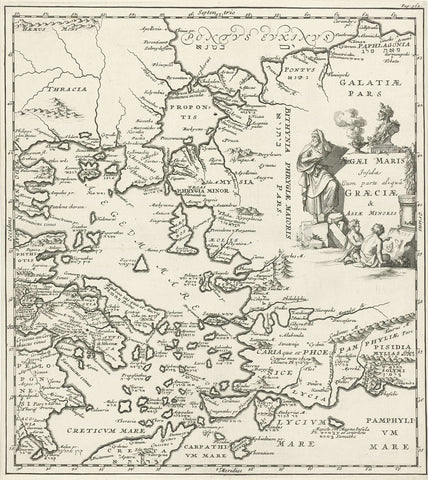 Map of the Aegean Sea with parts of Greece and Asia Minor, Jan Luyken, 1692 Canvas Print