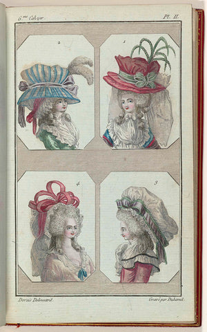 Cabinet des Modes ou les Modes Nouvelles, 1 February 1786, 6th notebook, pl. II, A.B. Duhamel, 1786 Canvas Print