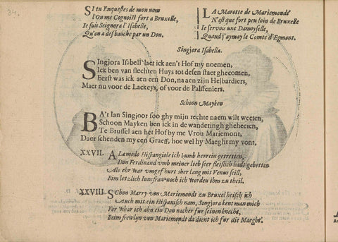 Quatrains accompanying the portraits of the courtesans named Signora Isabella and Schone Mayken, Crispijn van de Passe (II), 1635 Canvas Print