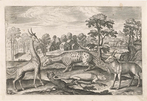 Exotic animals, Adriaen Collaert, 1595 - 1597 Canvas Print