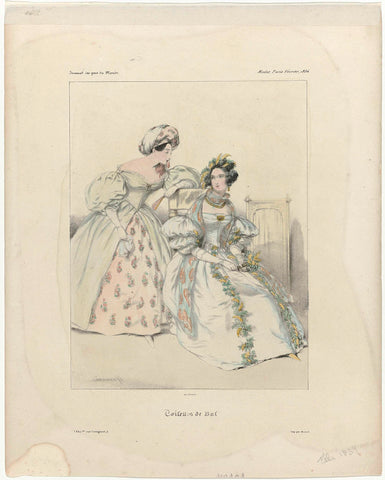 Journal des Gens du Monde, Modes Paris, February 1834 : Toilettes de Bal, anonymous, 1834 Canvas Print