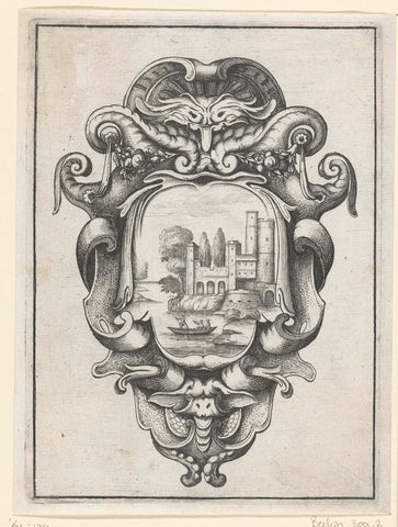 Cartouche met masker en kleine festoenen, Daniel Rabel, 1632 Canvas Print