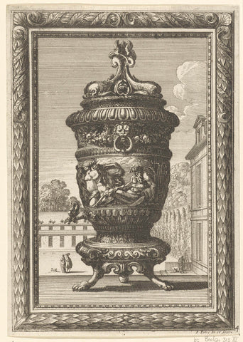 Water fountain with two dolphins on top, Jean Lepautre, 1700 - 1800 Canvas Print