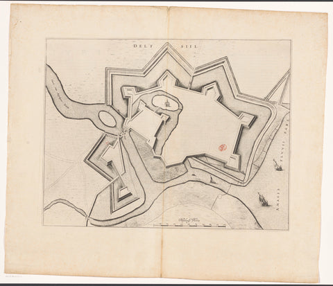 Fortress map of Delfzijl, anonymous, 1652 Canvas Print