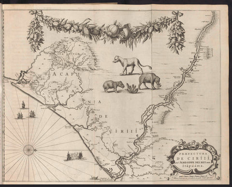 Map of the coast of Brazil, 1647, anonymous, 1645 - 1647 Canvas Print