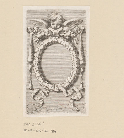 Ornamental frame with cherub, Claude Mellan, 1645 Canvas Print