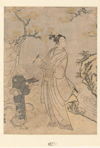 Writing a poem, Suzuki Harunobu, 1765 - 1770 Canvas Print