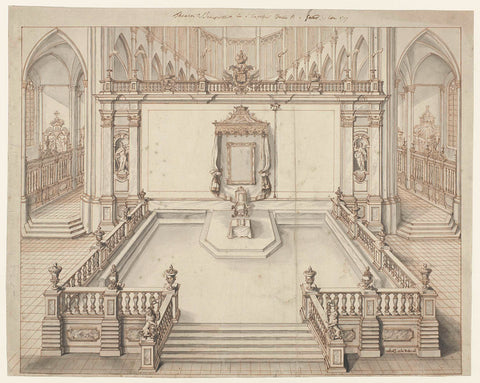 Throne room in the St.-Bavo church in Ghent for the inauguration of Charles VI, German emperor, in 1717, Jacob Colin, 1717 Canvas Print