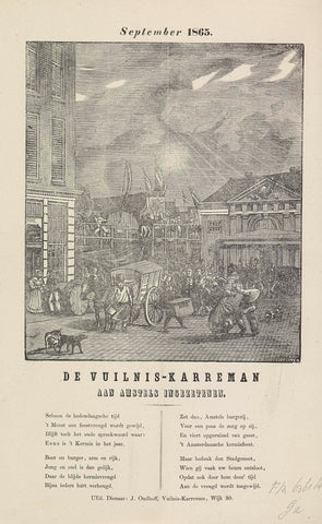 Kermisprent van de vuilnismannen van Amsterdam voor het jaar 1865, Dirk Wijbrand Tollenaar, 1865 Canvas Print