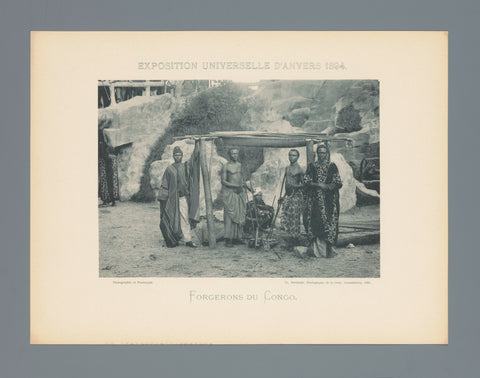 Five unknown Congolese persons at the pavilion of Congo during the World's Fair of 1894 in Antwerp, Charles Bernhoeft, c. 1894 Canvas Print