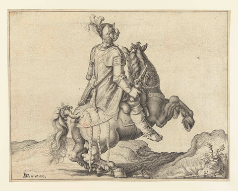 Rider with a pistol, seen from the back, Jacob de Gheyn (II) (workshop of), 1599 Canvas Print