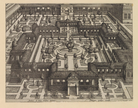 Garden with a ground floor surrounded by deciduous corridors, anonymous, c. 1601 Canvas Print