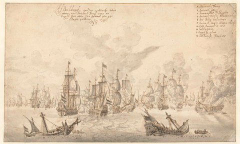 Dutch fleet at the Battle of Terheide, 1653, Jan Abrahamsz. Beerstraten (possibly), 1653 - 1666 Canvas Print