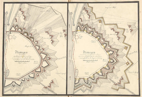 Two maps of Nijmegen, c. 1701-1715, Landsberg, 1701 - 1715 Canvas Print