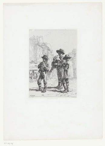 Three Italian street musicians (pifferai), Charles Emile Jacque, 1864 Canvas Print