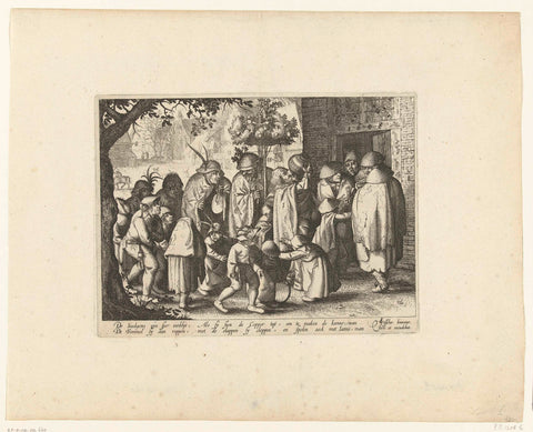 Procession of leprozen in a village, ca. 1608, Claes Jansz. Visscher (II), 1608 Canvas Print