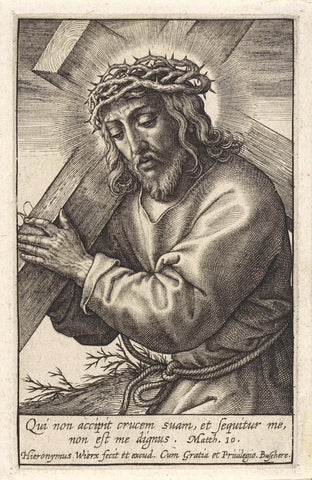 Bearing the Cross, Hieronymus Wierix, 1563 - 1619 Canvas Print