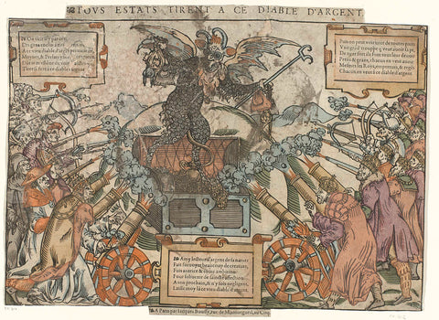 Attack on the money devil, anonymous, 1578 - 1581 Canvas Print