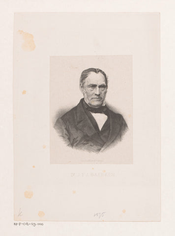 Portrait of J.F.J. Baerken, anonymous, Samuel Lankhout & Co, 1875 Canvas Print