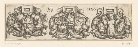 Design for three buckles, Heinrich Aldegrever, 1536 Canvas Print