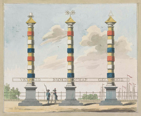 Freedom, Fraternity and Equality, decoration on the Hogesluis, 1795, A. Verkerk, 1795 Canvas Print