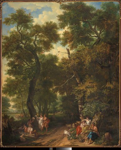 Arcadian landscape with music-making and dancing shepherds, Jurriaan Andriessen, 1771 Canvas Print