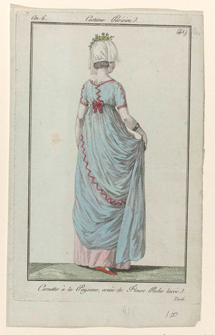 Journal des Dames et des Modes, Costume Parisien, 2 June 1798, Year 6, (41 (bis)): Cornette à la Paysan (...), anonymous, 1798 Canvas Print