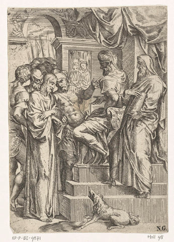 Christus voor Pilatus, Marco dell'Angolo del Moro (attributed to), 1524 - 1599 Canvas Print