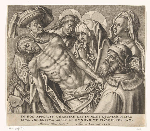 Het lichaam van de dode Christus wordt gedragen, Hieronymus Wierix, 1586 Canvas Print