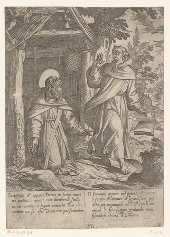 H. Antonius in the wilderness visited by the devil in monk's pond, Antonio Tempesta, 1598 Canvas Print