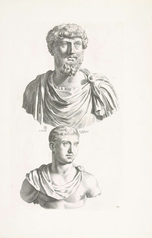 Two portrait busts of emperor Lucius Verus and emperor Alessandro Severo, Reinier van Persijn, 1640 Canvas Print