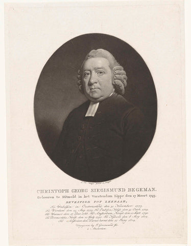 Portrait of the preacher Christoph Georg Siegmund Begemann, Charles Howard Hodges, 1804 Canvas Print