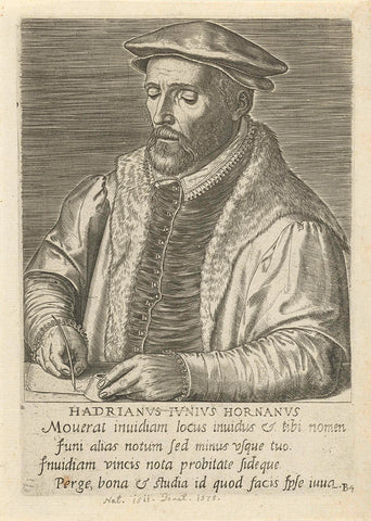 Portrait of Hadrian Junius, Philips Galle, 1572 Canvas Print