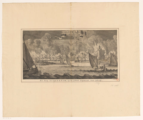 Part of a lottery card for Durgerdam after the great fire of 1687, anonymous, 1687 Canvas Print