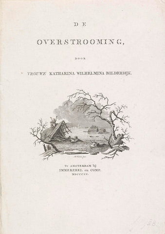 Title page for: De overstrooming, Katharina Wilhelmina Bilderdijk-Schweickhardt, 1809, Reinier Vinkeles (I), 1809 Canvas Print