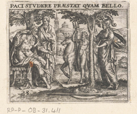 Minerva and Odysseus with a Roman Emperor, Theodor de Bry, 1596 Canvas Print