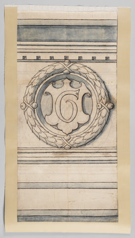 Laurel wreath with letter C or G. Fragments of cardboard for the stained-glass window in the west façade of Joris van Egmond (Bishop of Utrecht 1535-1559) for the Sint Bavo Kerk in Haarlem, Gerrit Boels (workshop or), 1541 Canvas Print